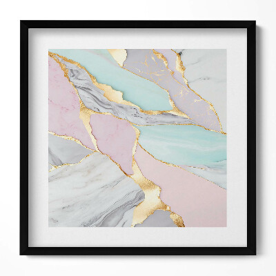 Keretezett falikép Absztrakt márvány mintázat arany részletekkel