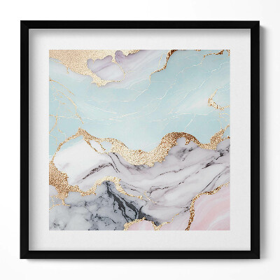 Keretezett falikép Absztrakt táj pasztell színek arany részletek