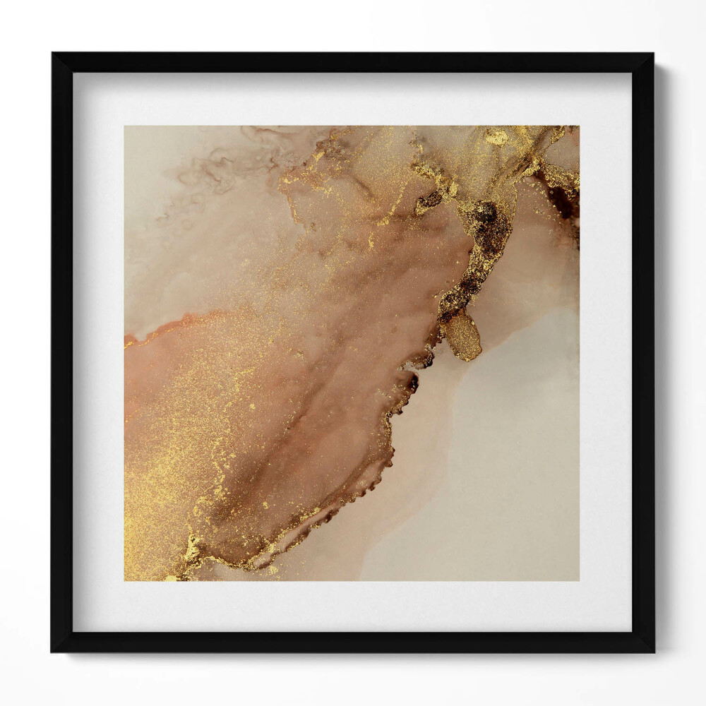 Keretezett falikép Absztrakt arany és bézs motívum