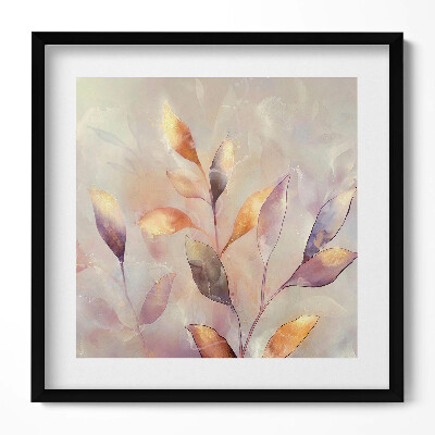 Keretezett falikép Absztrakt levelek és lágy színek
