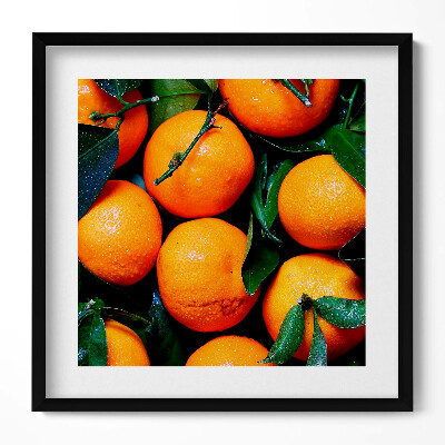 Keretezett falikép Friss narancsok zöld levelekkel