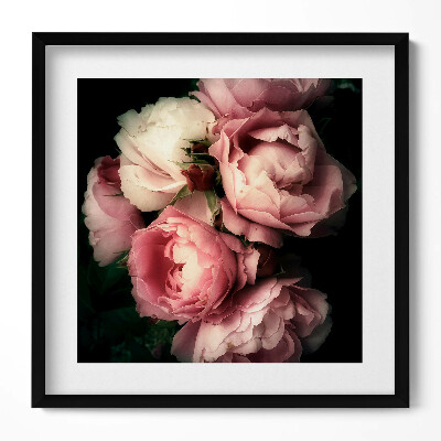 Keretezett falikép Rózsák csoportja pasztell színekben