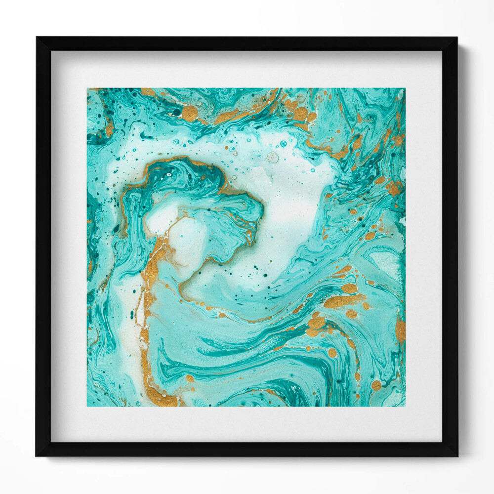 Keretezett falikép Absztrakt zöld és arany motívum