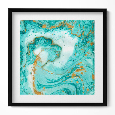 Keretezett falikép Absztrakt zöld és arany motívum