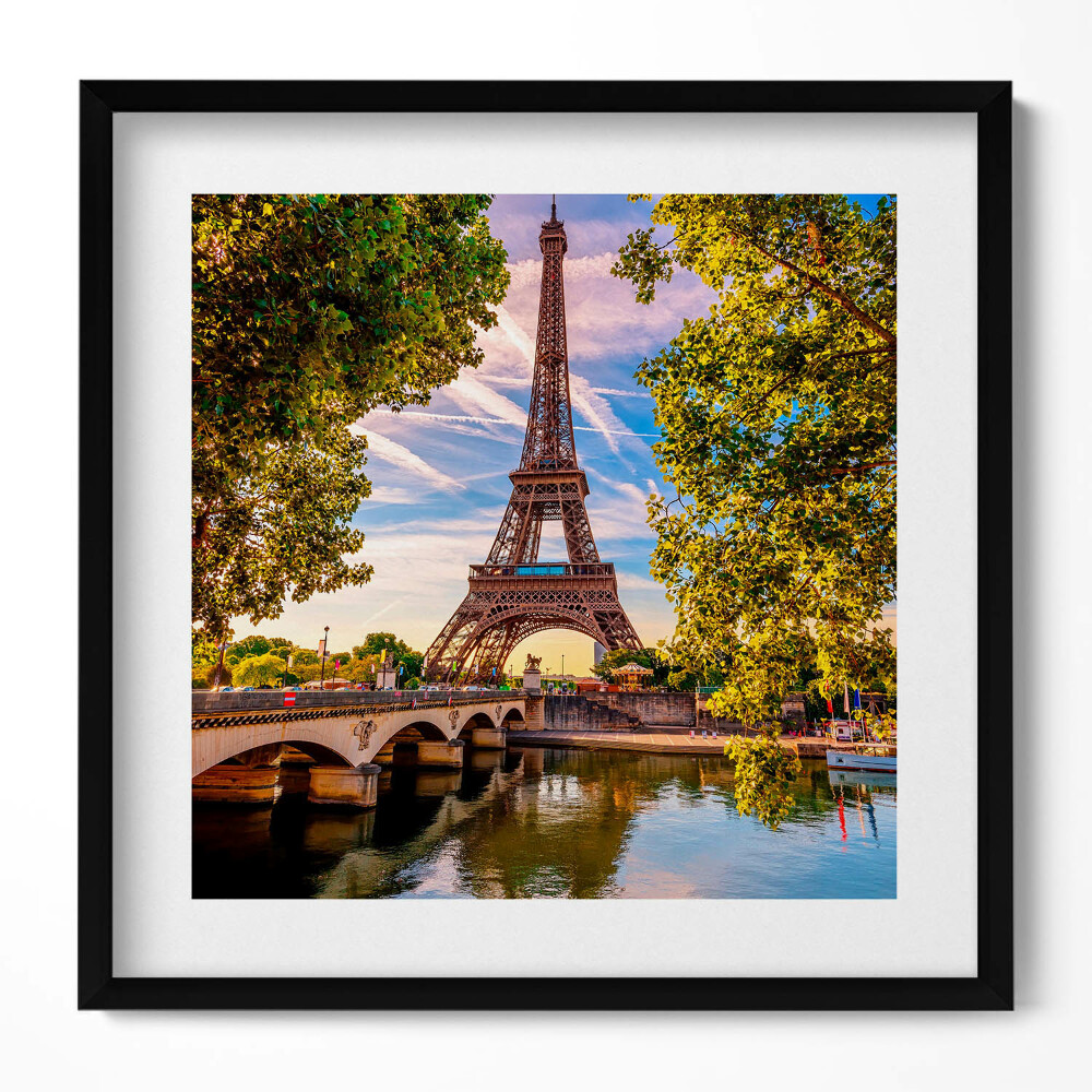 Keretezett falikép Eiffel-torony a vízparton