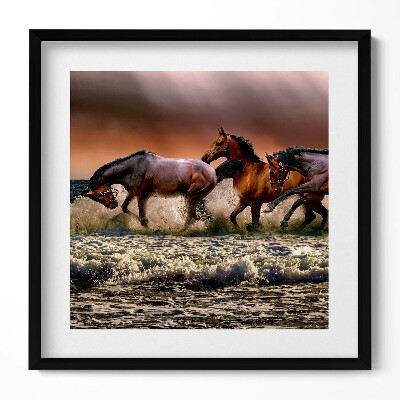 Keretezett falikép Futó lovak a tengerparton