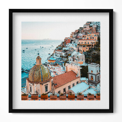 Keretezett falikép Tengerparti város panoráma