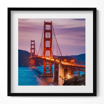 Keretezett falikép Aranykapu híd naplementében