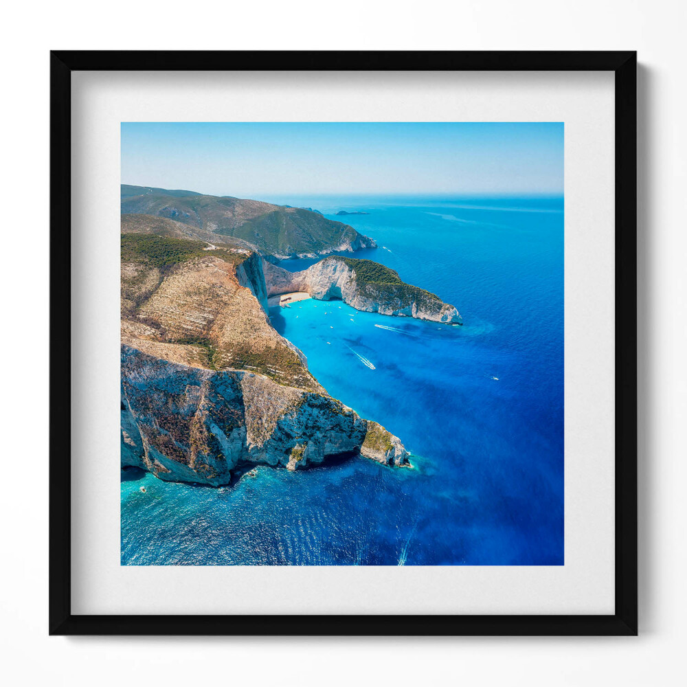 Keretezett falikép Tengerparti táj sziklás partokkal