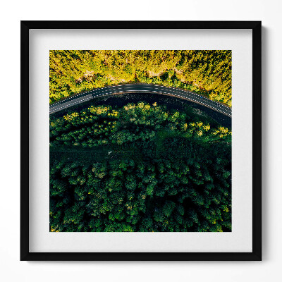 Keretezett falikép Zöld erdő és kanyargós út