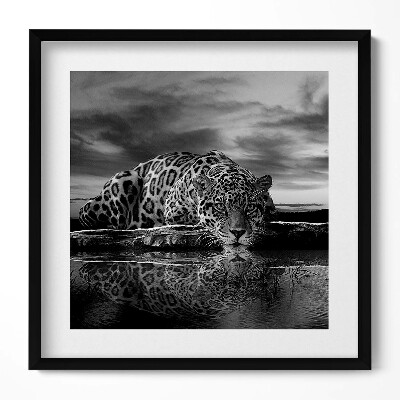 Keretezett falikép Fekete-fehér leopárd tükörképe