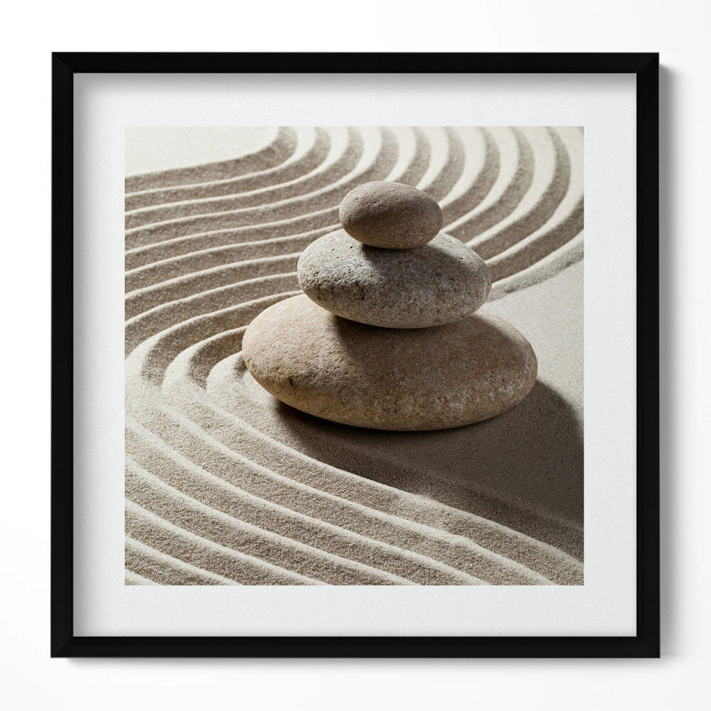 Keretezett falikép Kavicsok homokban hullámok