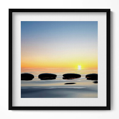 Keretezett falikép Csendes vízfelszín naplemente