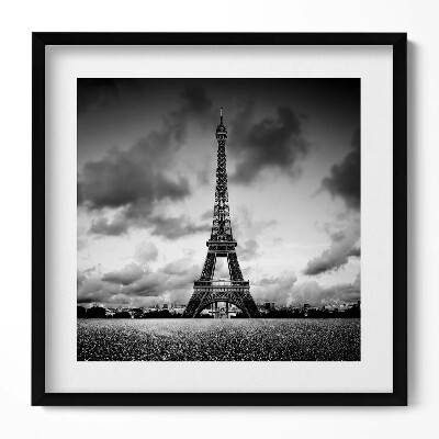 Keretezett falikép Eiffel-torony fekete-fehérben