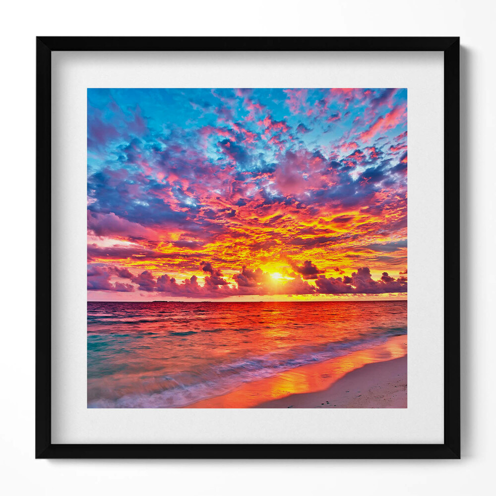 Keretezett falikép Naplemente színes felhőkkel