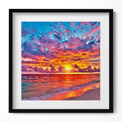 Keretezett falikép Naplemente színes felhőkkel