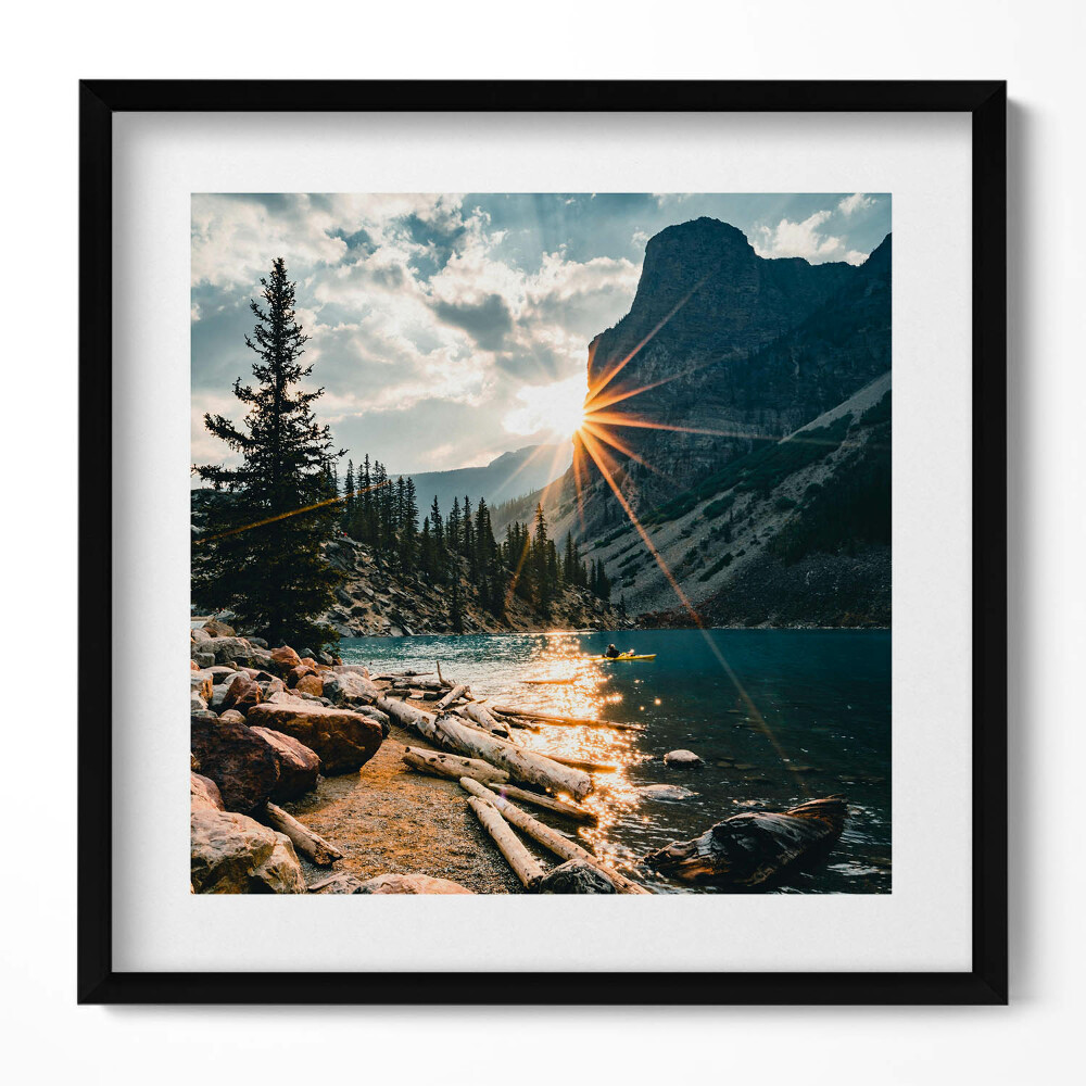 Keretezett falikép Hegyek tó napfény természet