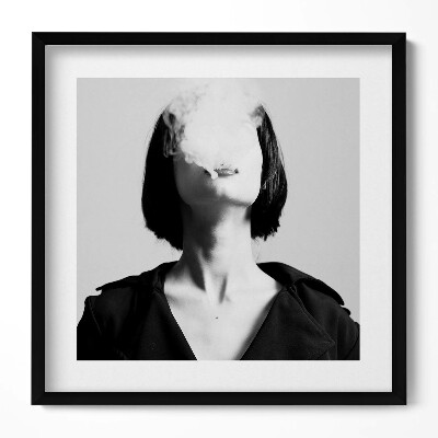 Keretezett falikép Fekete-fehér portré füsttel