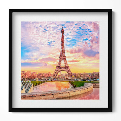 Keretezett falikép Eiffel-torony naplementében