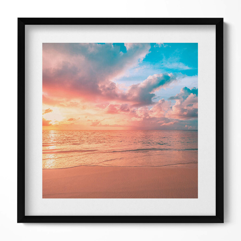 Keretezett falikép Naplemente a tengerparton