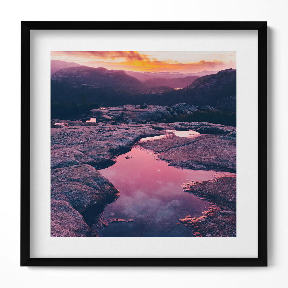 Keretezett falikép Naplemente sziklás tájon