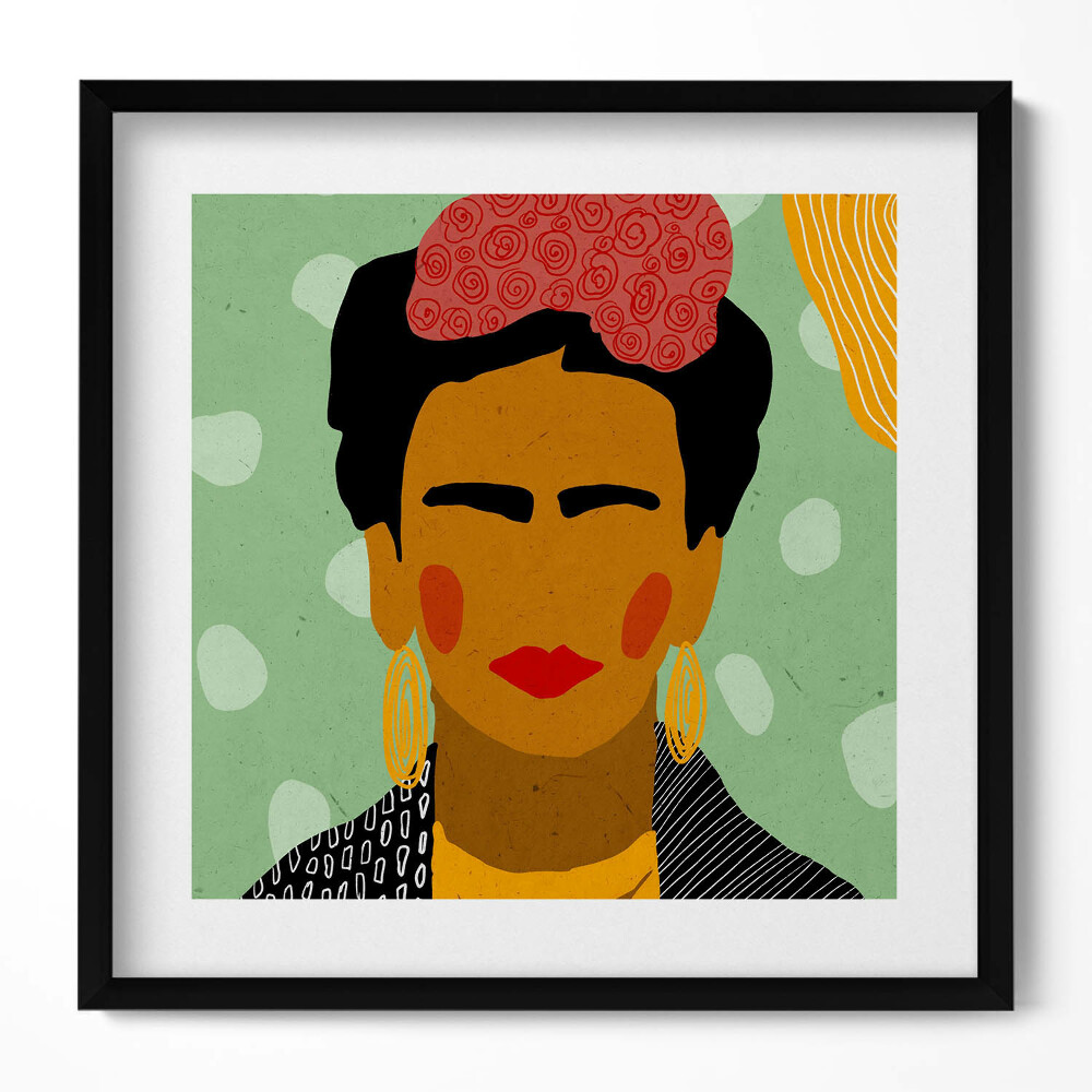 Keretezett falikép Női portré élénk színek