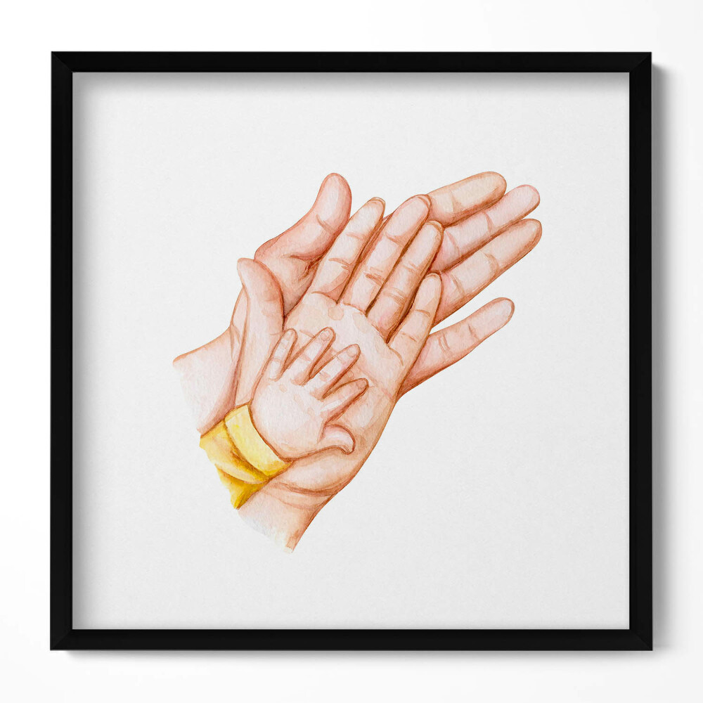 Keretezett falikép Családi kézi illusztráció