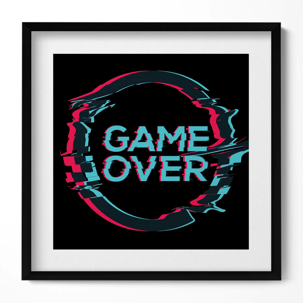 Keretezett falikép Digitális stílusú "Game Over" felirat