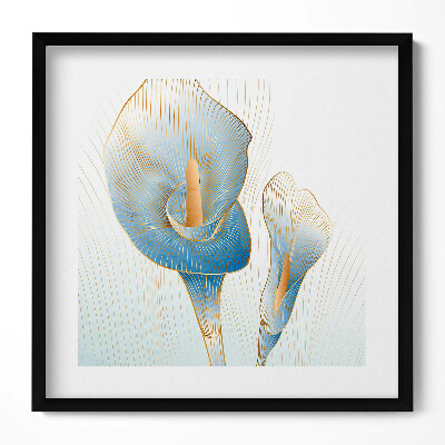 Keretezett falikép Absztrakt virágmotívum arany és kék színekben