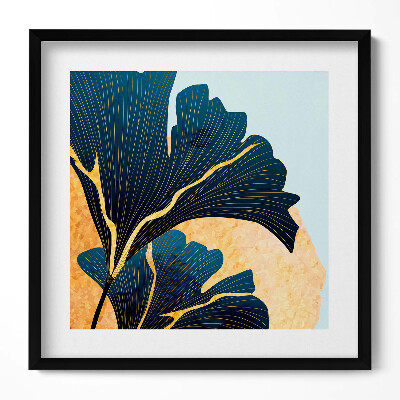 Keretezett falikép Zöld levélmotívum arany háttérrel