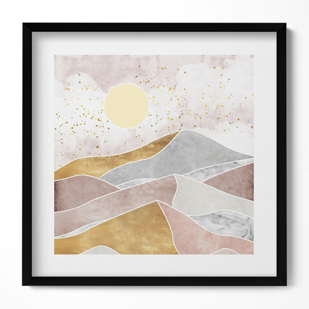 Keretezett falikép Absztrakt táj hegyek és nap