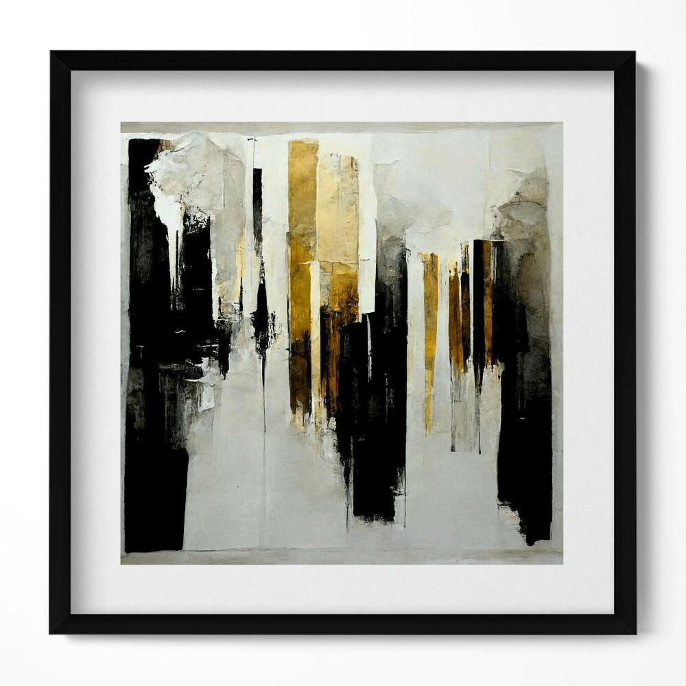 Keretezett falikép Absztrakt arany és fekete kompozíció