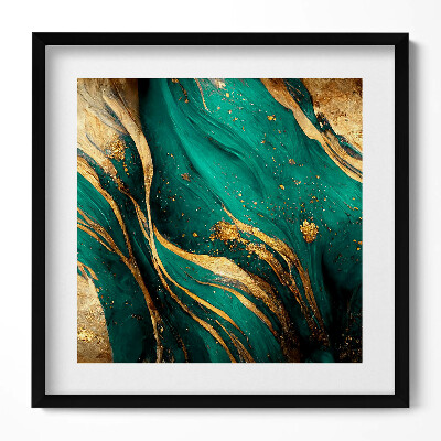 Keretezett falikép Absztrakt zöld és arany mintázat