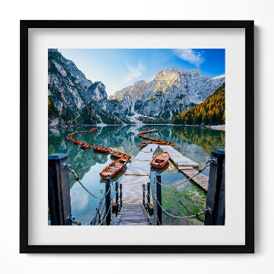 Keretezett falikép Hegyek és tükörsima tó