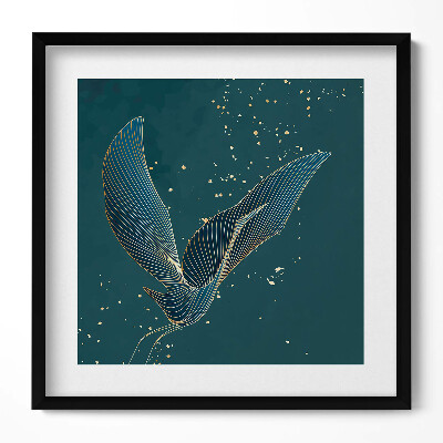 Keretezett falikép Absztrakt madárformák arany vonalak