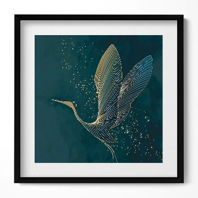 Keretezett falikép Aranyvonallal ábrázolt gólya