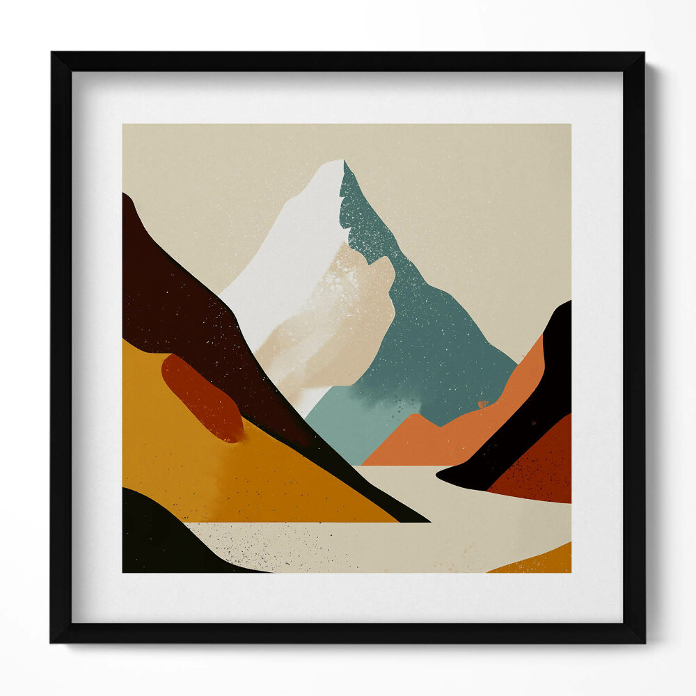 Keretezett falikép Absztrakt hegyvidéki táj