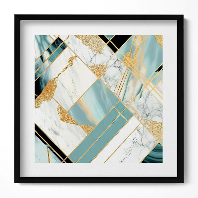 Keretezett falikép Absztrakt márvány mintázat arany részletekkel