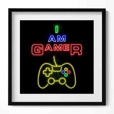 Keretezett falikép Játékos témájú neon plakát