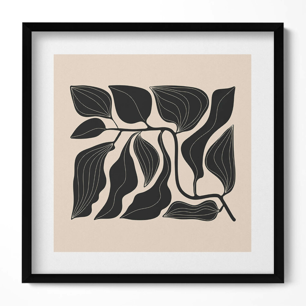 Keretezett falikép Absztrakt levélmotívum