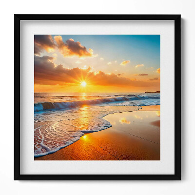 Keretezett falikép Naplemente a tengerparton