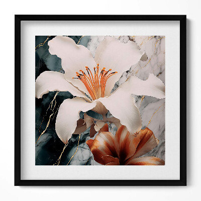 Keretezett falikép Virágok és márvány mintázat
