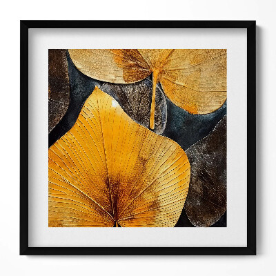 Keretezett falikép Arany és fekete levelek