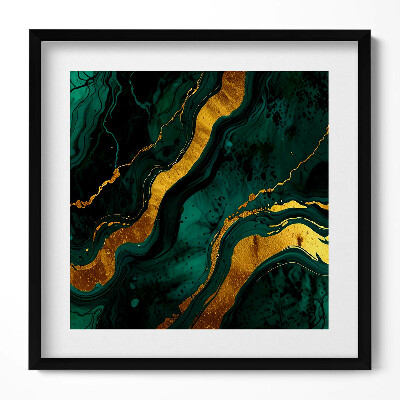 Keretezett falikép Zöld és arany absztrakt mintázat