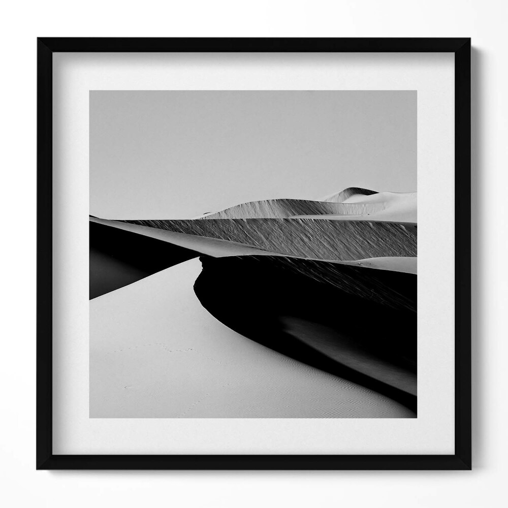 Keretezett falikép Absztrakt homokdűnék fekete-fehérben