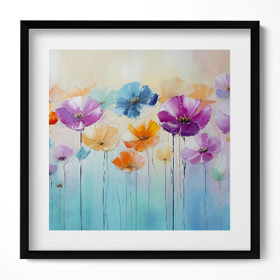 Keretezett falikép Színes virágok absztrakt kompozíciója
