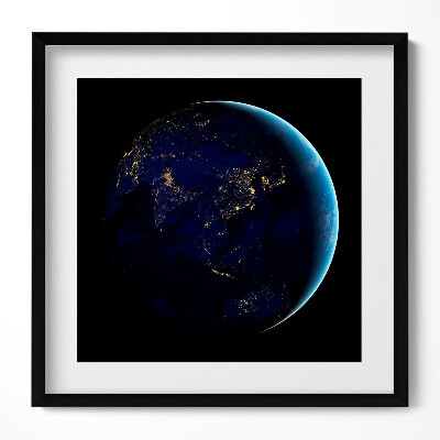 Keretezett falikép Föld bolygó éjszakai látképe