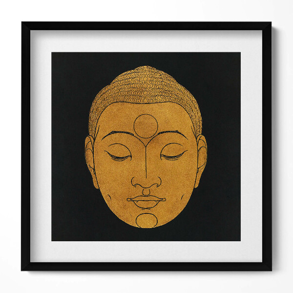 Keretezett falikép Buddha arca arany színben