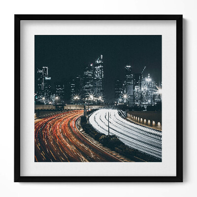 Keretezett falikép Fényekkel teli városi táj