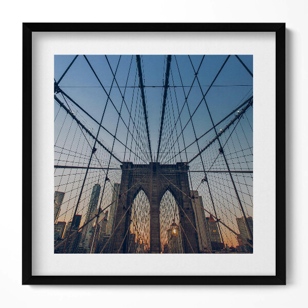 Keretezett falikép Brooklyn híd geometrikus perspektívája